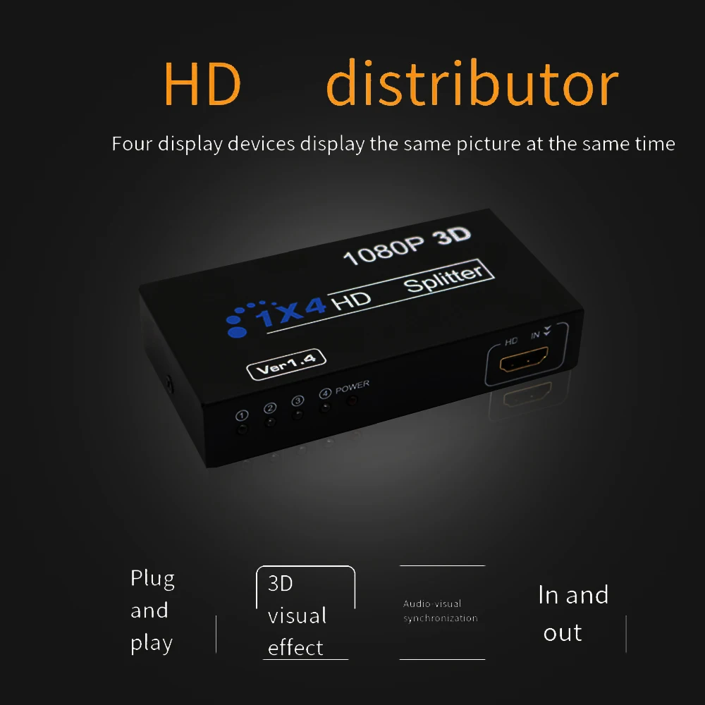 Pop HDMI-compatible Splitter 1x4 HDMI Video Splitter Amplifier 1 In 4 Out Full HD 1080P HD Distributor Adapter For PS4 PC HDTV B