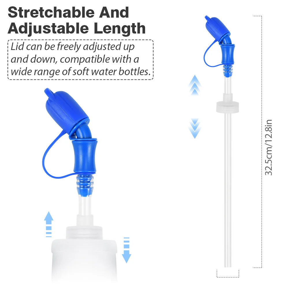 NEWBOLER 500ml Water Bottle TPU Folding Soft Flask Sport Water Bottle With Straw Collapsible Water Bottle Running Camping