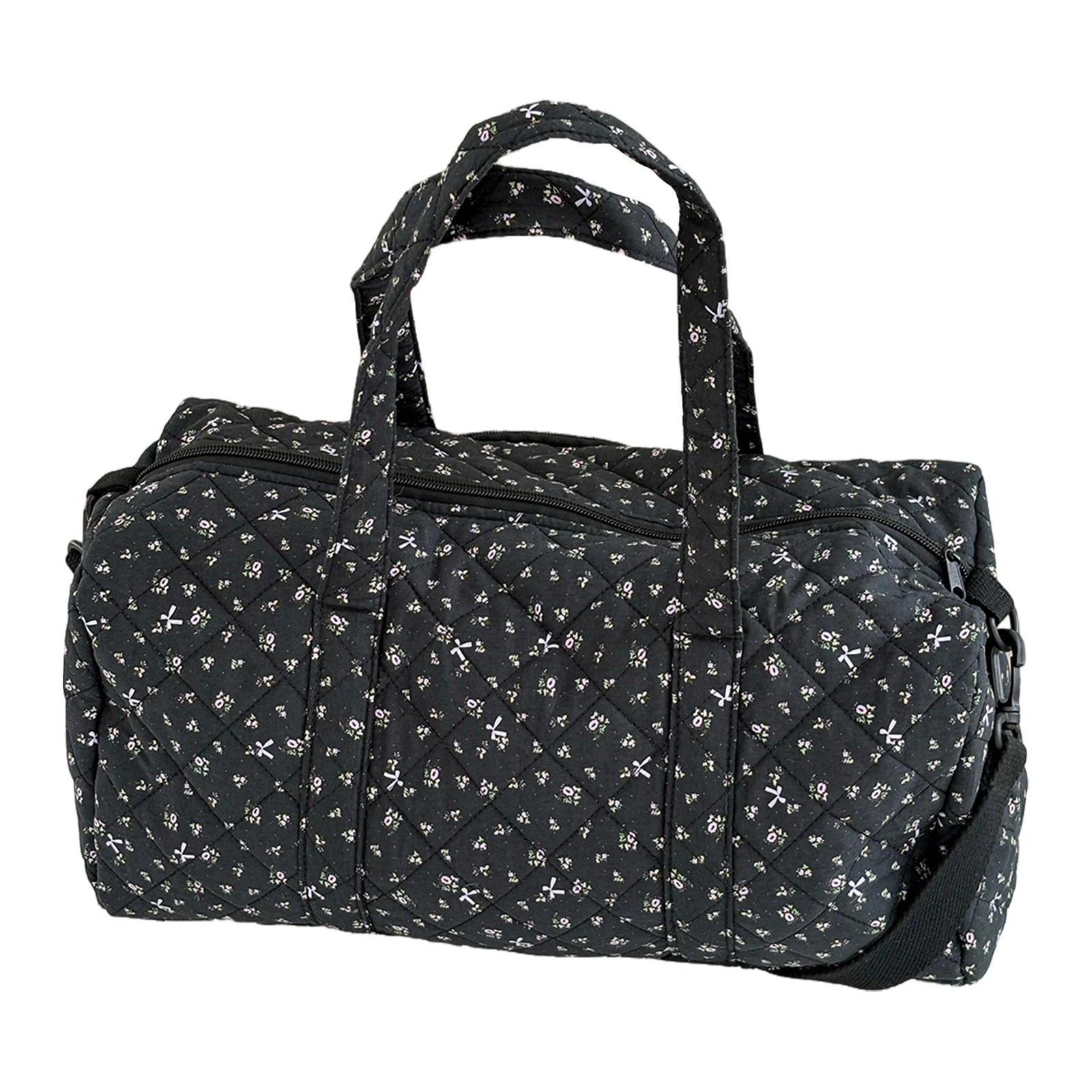 

Cotton Quilted Travel Bag with Zipper Gym Bag Floral Print Overnight Bag for Women Weekend Travel