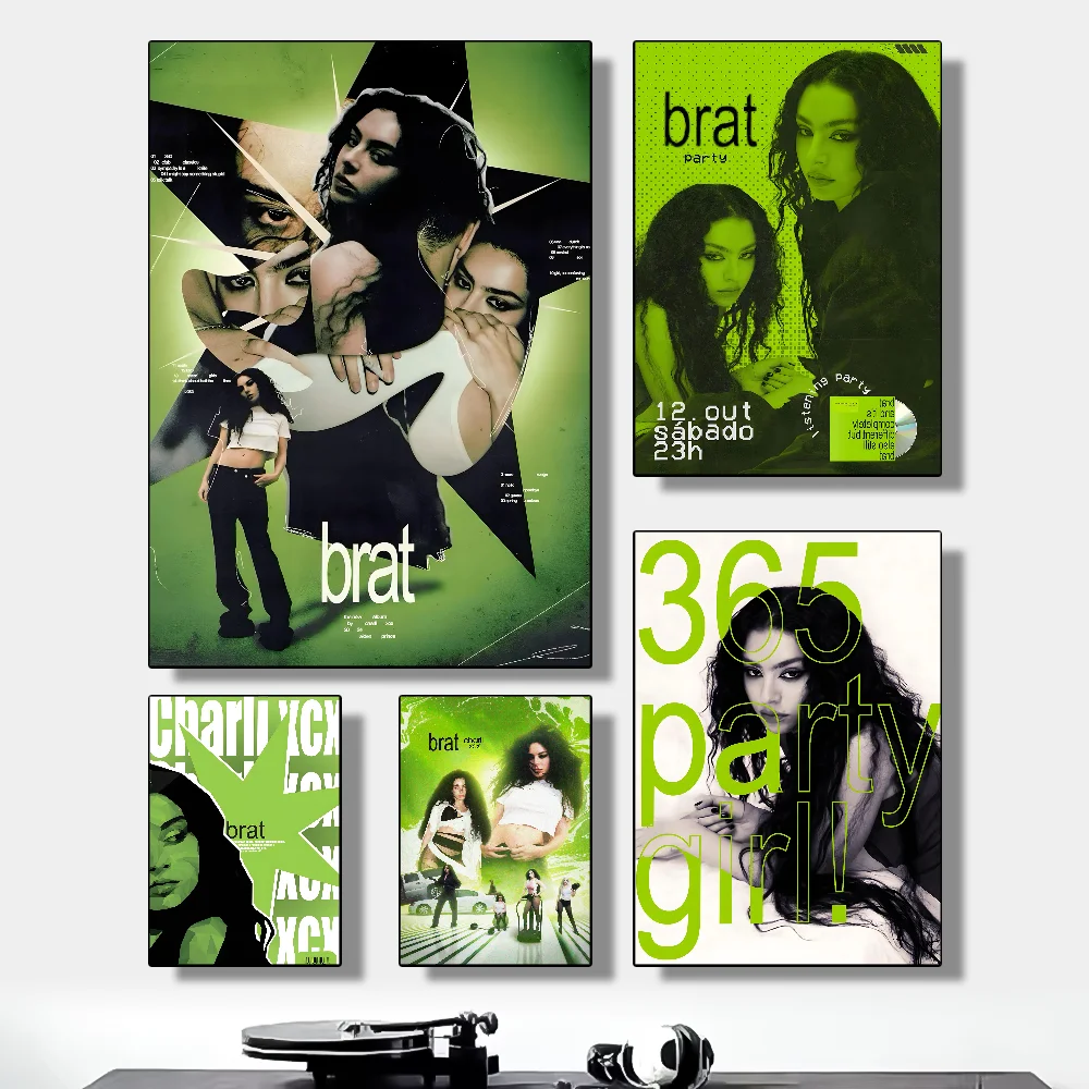 

Singer C-Charli-es XCX BRAT Poster HD art sticky wall waterproof home living room bedroom bar aesthetic decoration