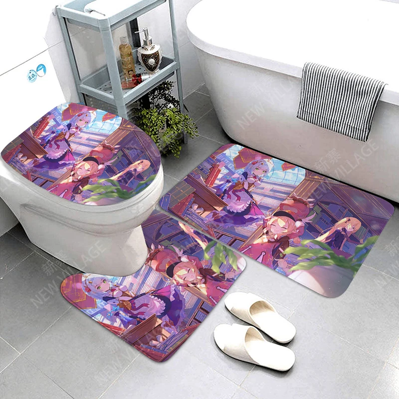 Anti-slip Bath Mat Bathroom Rug Shower Mat Decorative Absorbent Foot Mat Entrance Bathtub toilet rug kawaii anime cartoon cute