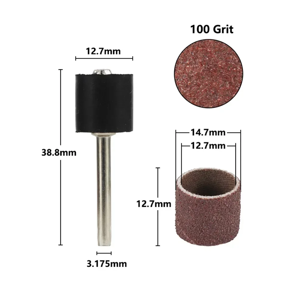 12.7mm Sanding Drum Kit 11pcs 100 Grit  Bands For Dremel Tools Rotary Accessories Abrasive