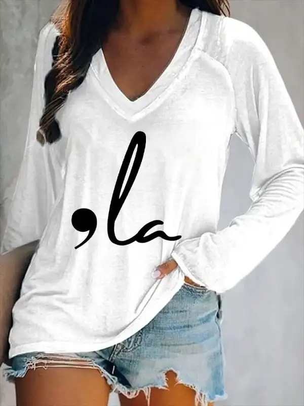 Women's Feminist Print V-Neck Casual T-Shirt