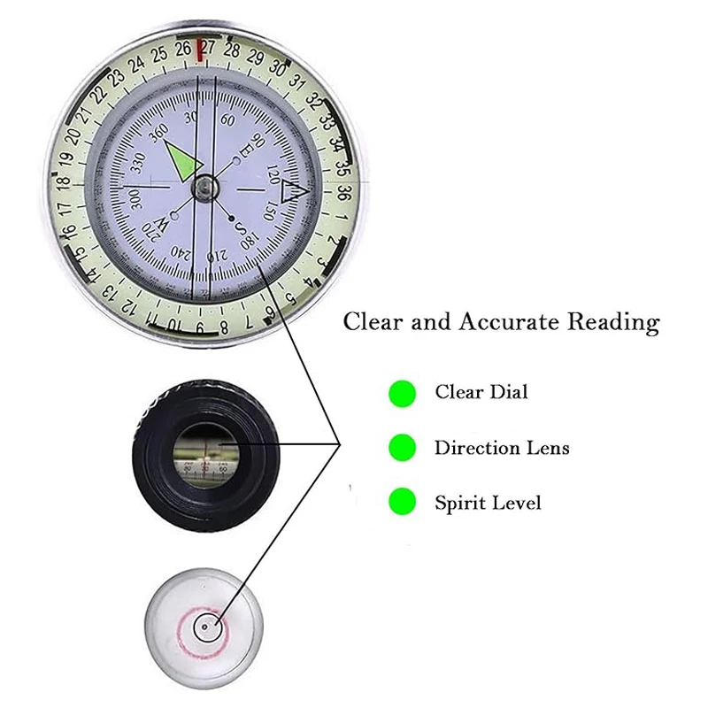 Outdoor Multifunctional Compass  High-precision Hiking Compass  Lensatic Survival - Waterproof and Durable  Pocket Size