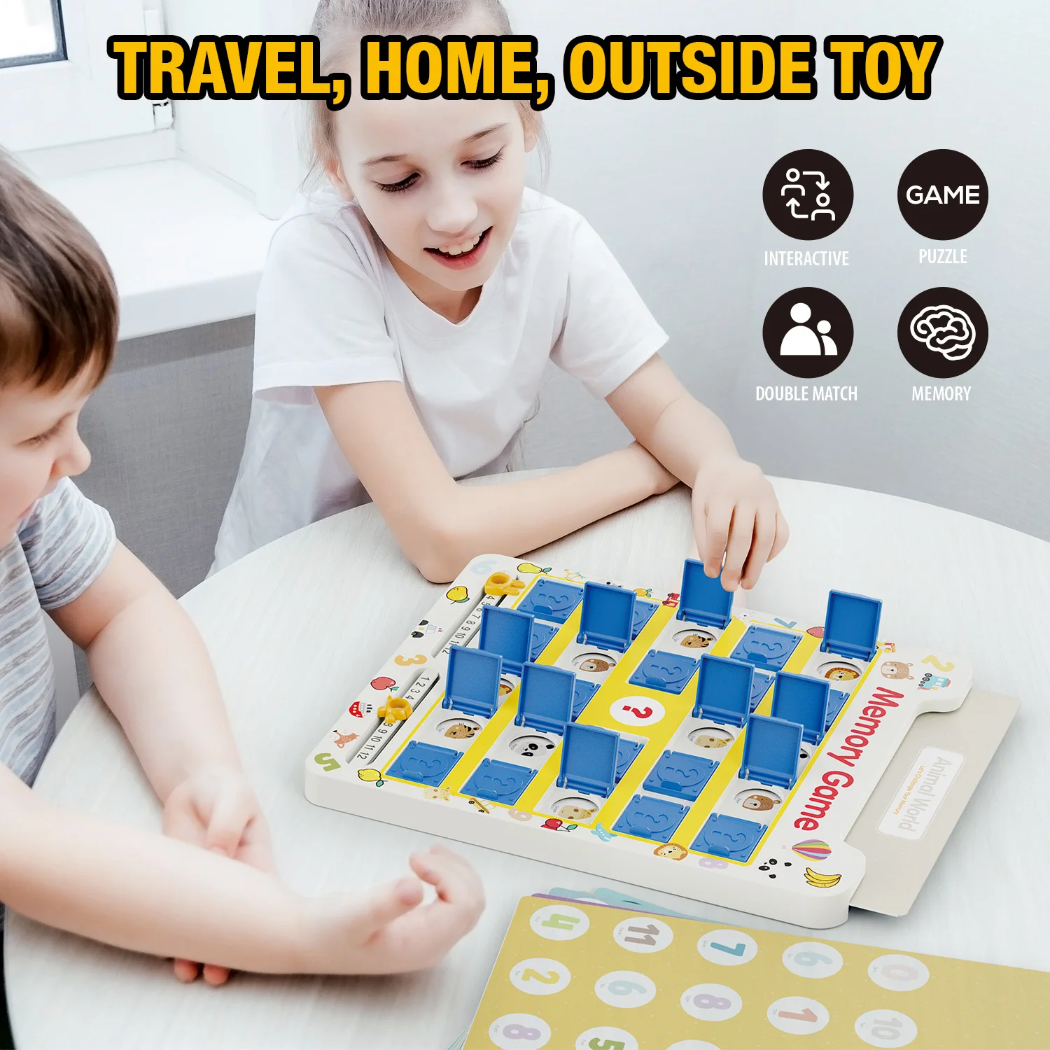 Memory Chess Educational Toy, Flip Card Memory Game, Concentration Training, Parent-Child Interaction, Christmas Gift