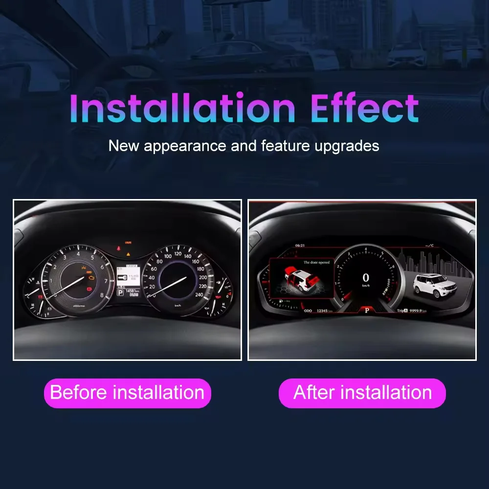 12.3 inch LCD Digital Instrument Cluster For Nissan Patrol Y62 Armada/Infiniti QX56 QX80 2015-2021 Car Dashboard Meter Odometer