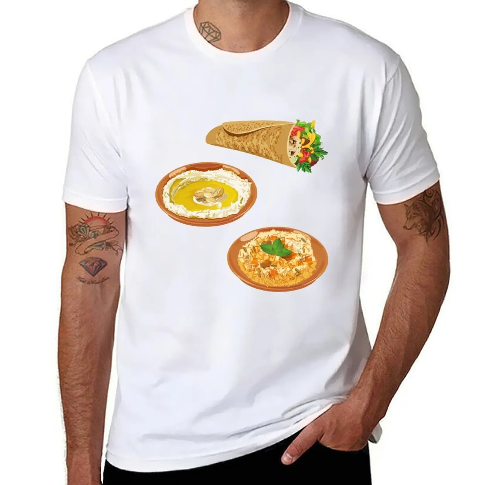 

Hummus, Shawarma, Mansaf T-Shirt t shirt for man 100 percent cotton funny t shirts man T-Shirt