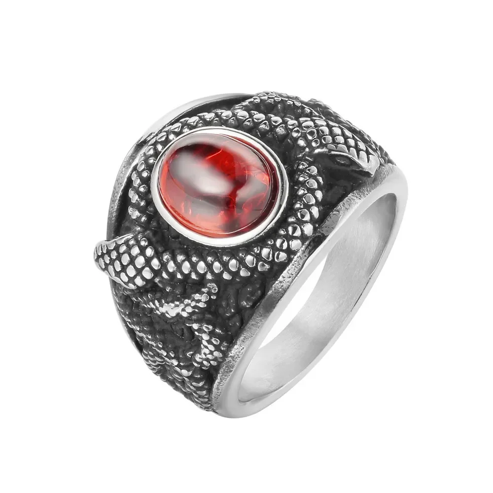 

Popular Personalized Vintage Double Snake Gem Men's Stainless Steel Men's Rings Size 7-12