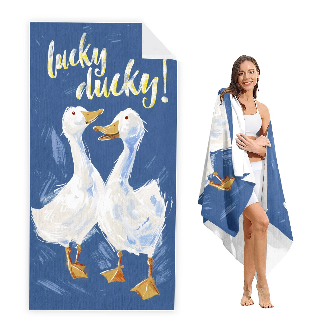 

Duck Beach Towel Oversized,Super Absorbent Sand Free Thick Microfiber Beach Towel,Beach Towels for Kids,Men,Women,Girls,Boys