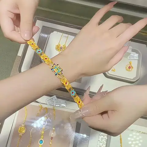 Chinese Style Enamel Butterfly Flower Handstring Bracelet For Women Lucky Blessing Fortune Auspicious Exquisite Jewelry Gifts