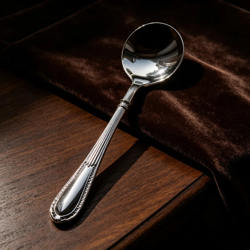 Stainless Steel French Retro Dinner Spoon Noble Manor Embossed Round Soup Spoon Vintage Tableware for Home Restaurant