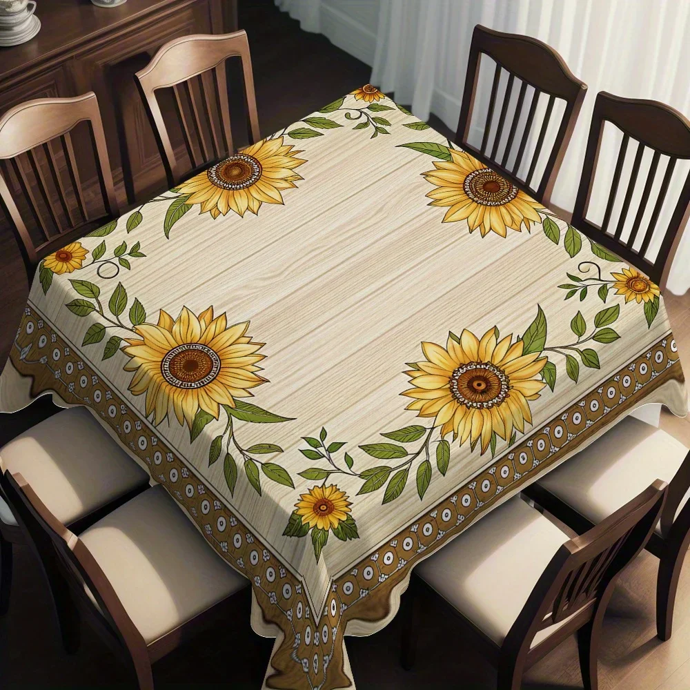 JIT 1PC comes with a square tablecloth featuring a sunflower border pattern yzb