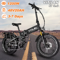 Vitilan I7 Pro 3.0 Electric bicycle 1200W Motor 48V20Ah battery E-bike 20*4.0 inch Fat Tire Hydraulic Disc Brake Electric Bike