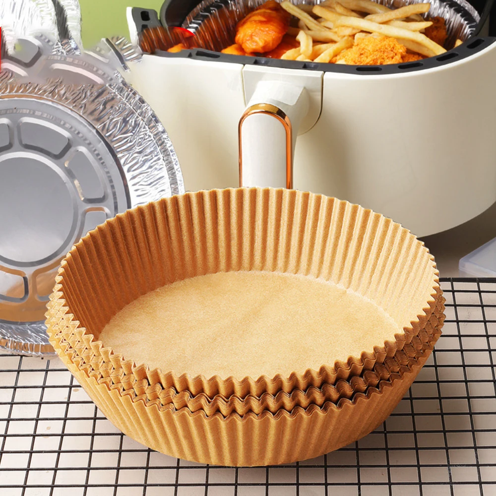 25/50pc  Air Fryer Disposable Silicone Tray For Easy Cleaning Suitable For Round Pizza Grill Pan Mats Air Fryer Baking Accessori