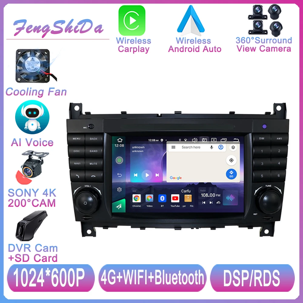 Android Car Radio For Mercedes Benz W203 W209 W219 A-Class A160 C-Class C200 CLK200 Stereo Multimedia player NO 2DIN DVD Screen