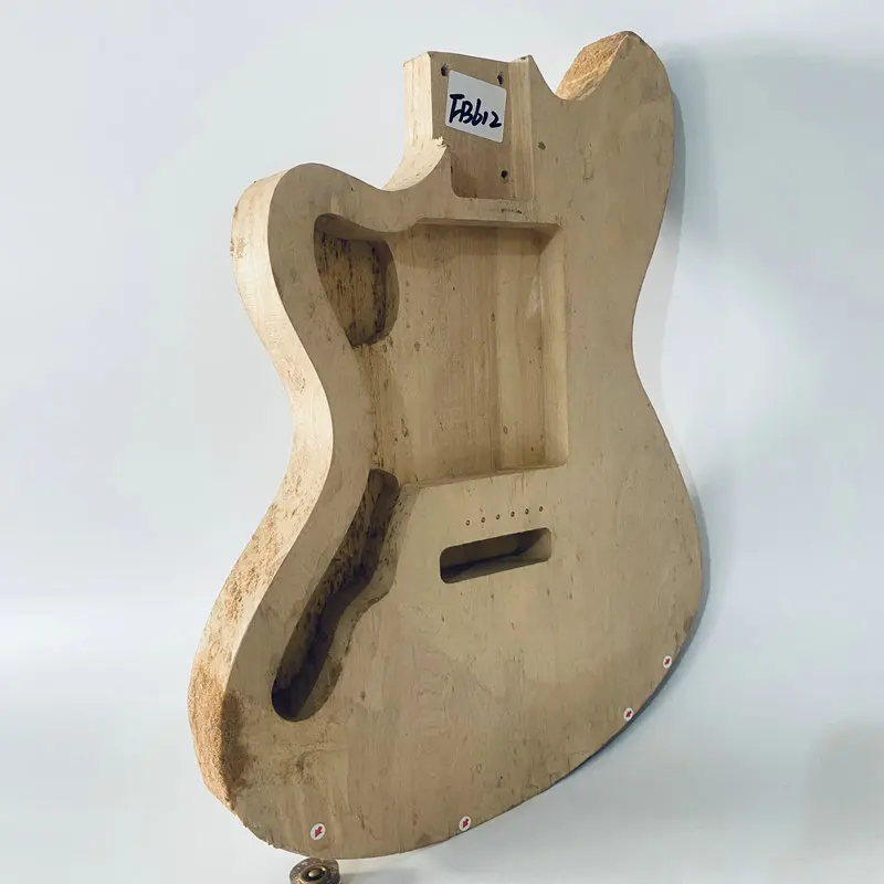 FB612 Custom Electric Guitar Unfinished Left Hand Guitar Body in Solid Basswood No Paints 6 Screws Fixed DIY Replace Parts