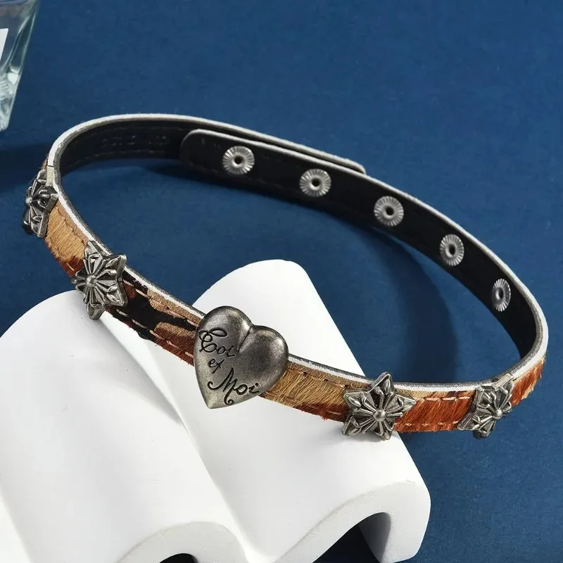 

Ожерелье Harajuku с заклепками с голубыми глазами, модное ожерелье для мужской и женской одежды, ожерелье в стиле субкультуры Wasteland