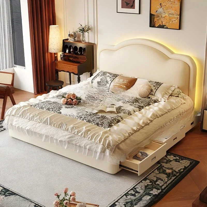 Soft Safe Bed Space Saving Beauty Wooden Floor Double Bunk Trendy Unique Bedroom King Size Bed Design Cama Office Furnitur