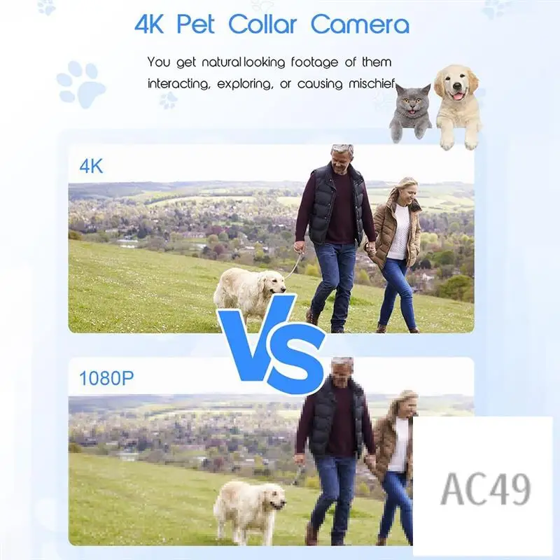 

C9-4K 30Hz Pet Collar Camera, Animal Vlog Camera Mini Action Camera For Video Records Dog Collar Camera