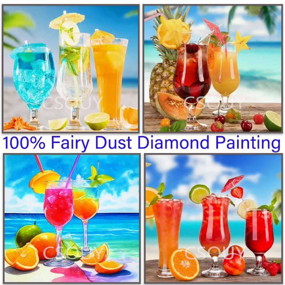 

Fruit Juice Cup 100% Fairy Dust Square Drill Full Diy Diamond Painting Cross Stitch Crystal Embroidery Mosaic Decor Needlework