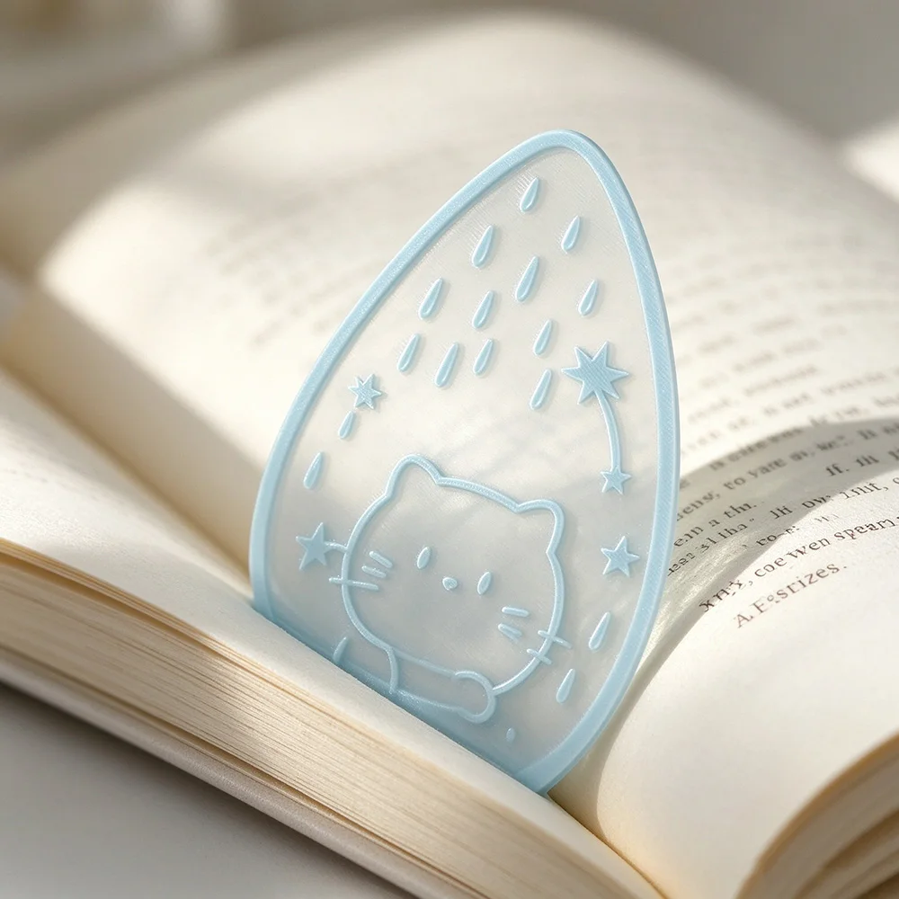 Cute Cat Teardrop Bookmark – Cartoon Animal Page Marker for Reading, Journal Decoration, Stationery Gift