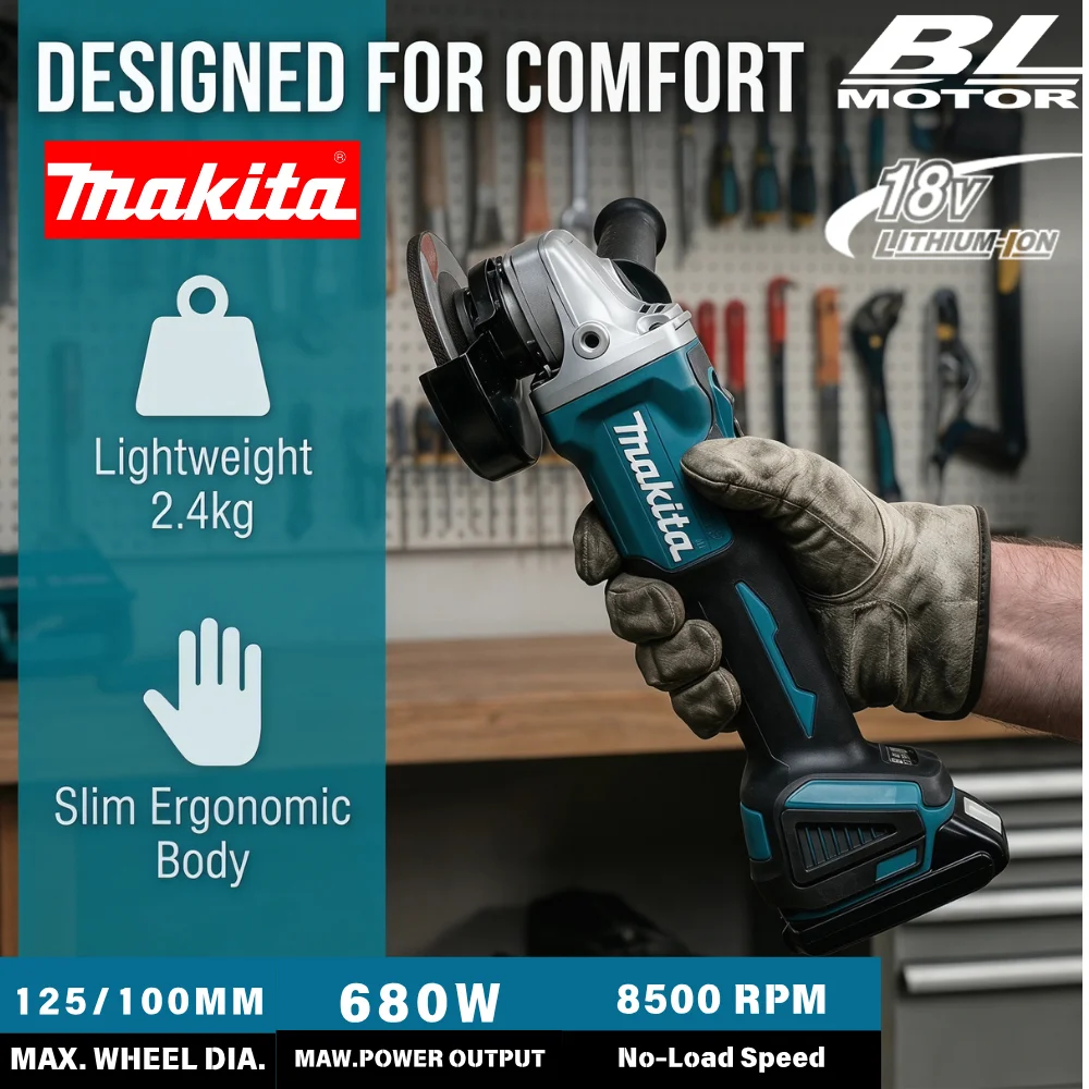 Makita DGA404 18V 125mm Power Tools Grinder Tool Wireless Power Tools Electric Grinder Angle Grinder Brushless Sander Angle