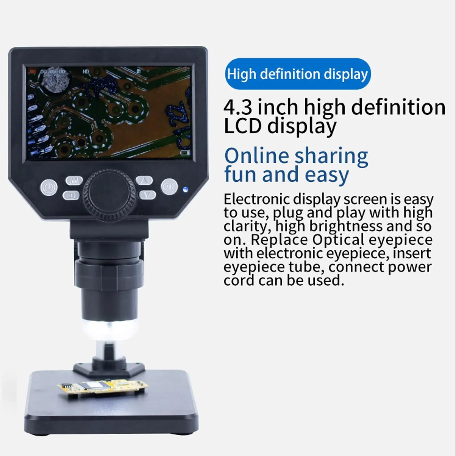 1000X Digital Microscope with 4.3'' LCD Display - 1080P Electronic Tool for industrial Maintenance