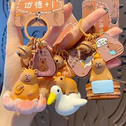 Lotus Capybara Keychain Riding Seagull Capybara Pendant Bath Capibara Keyring Kawaii Kapibara Cute Creative Bell Key Chain