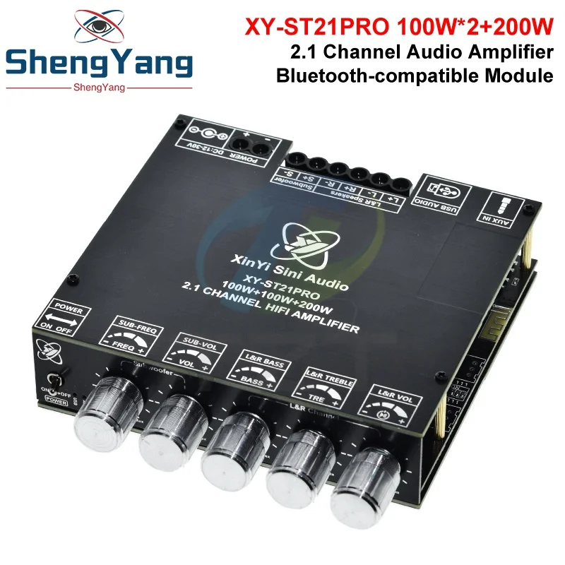 

XY-ST21PRO 2.1 Channel Amplifier Board Bluetooth-compatib5.2 100W+100W+200W Subwoofer TPA3221 Chip Support AUX U Disk Sound Card