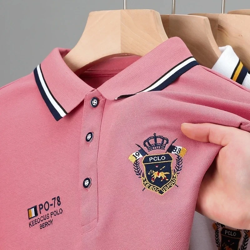 

New Summer Men's Casual Embroidered Short-sleeved Polo Shirt Fashion Solid Color Shirt
