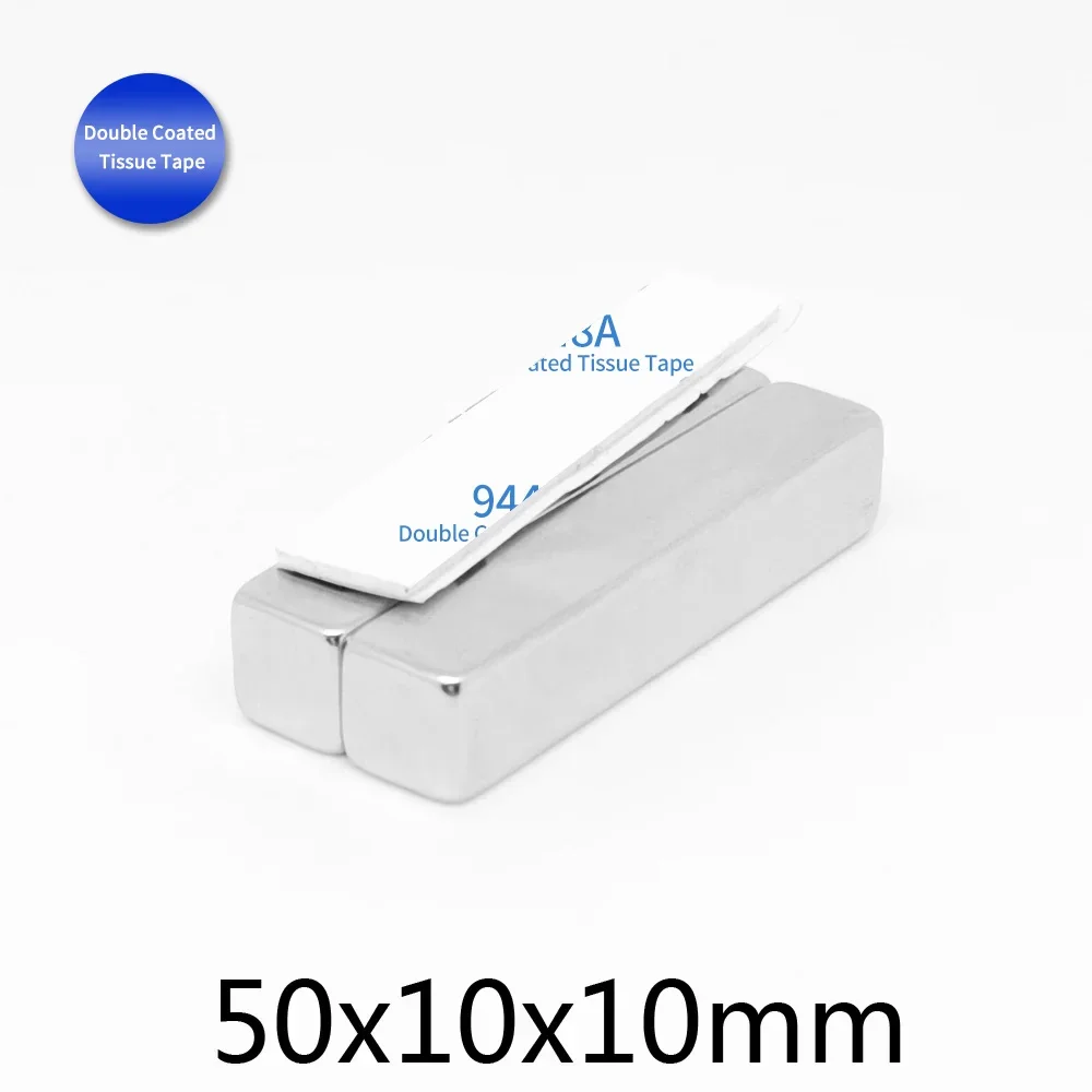 50x10x10mm Block Strong Powerful Magnets Two Side With 3M Tape 50*10*10 Quadrate Permanent Neodymium Magnet 50x10x10