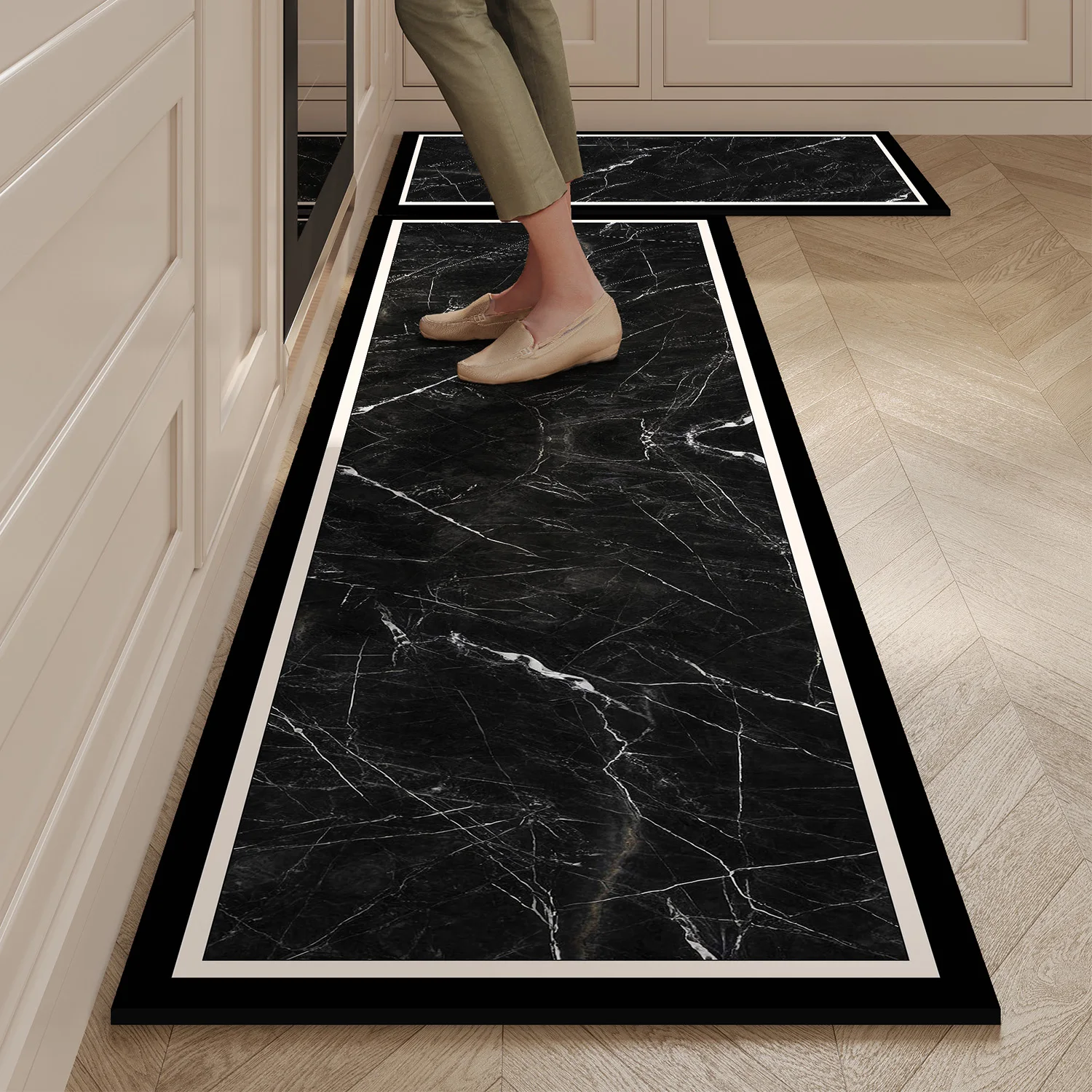 

Kitchen Mat Waterproof Pvc Leather Carpet Non-slip Long Vinyl Rug Oil-proof Home Decoration Marble Floor Mats Alfombra De Cocina