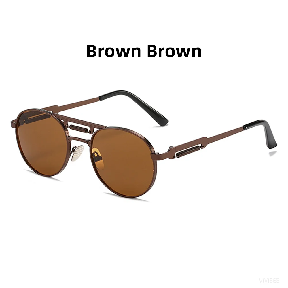 VIVIBEE Runde Steampunk-Sonnenbrille Vintage Herren UV400 Metall Hip-Hop 2026 Sonnenbrille Damen Hochwertige Retro-Brille – Detail 13