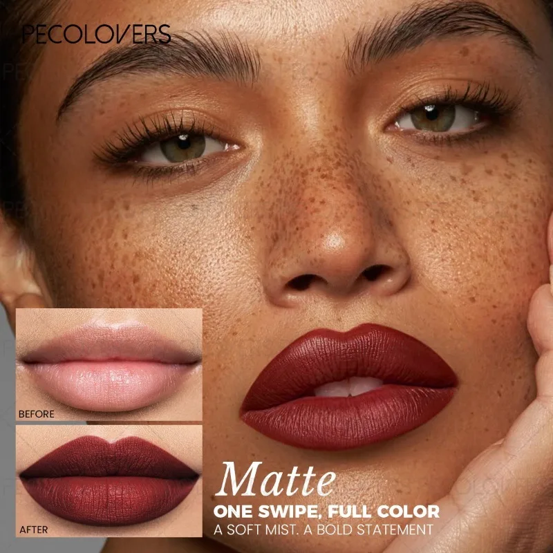 1 lápiz labial mate, múltiples tonos rojos, resistente al agua, duradero, no pegajoso, diseño giratorio, brillo de labios, delineador de labios, maquillaje diario