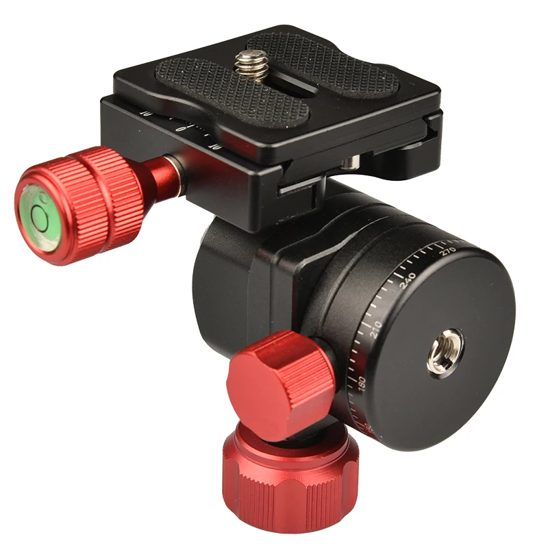 Adaptador de cabeza de bola de trípode panorámico, rotación de 360, cabeza de bola compacta con placa de liberación rápida para Sony, Nikon, Canon, aleación de aluminio