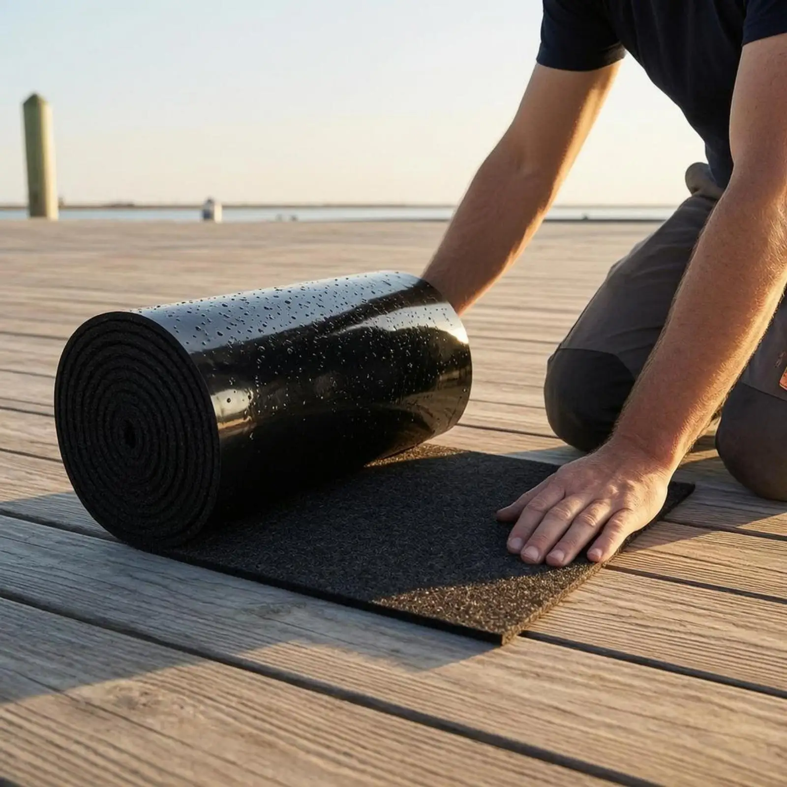 Boat Hauling Floor Mat Double-Layer Textile Hauling Mat Black