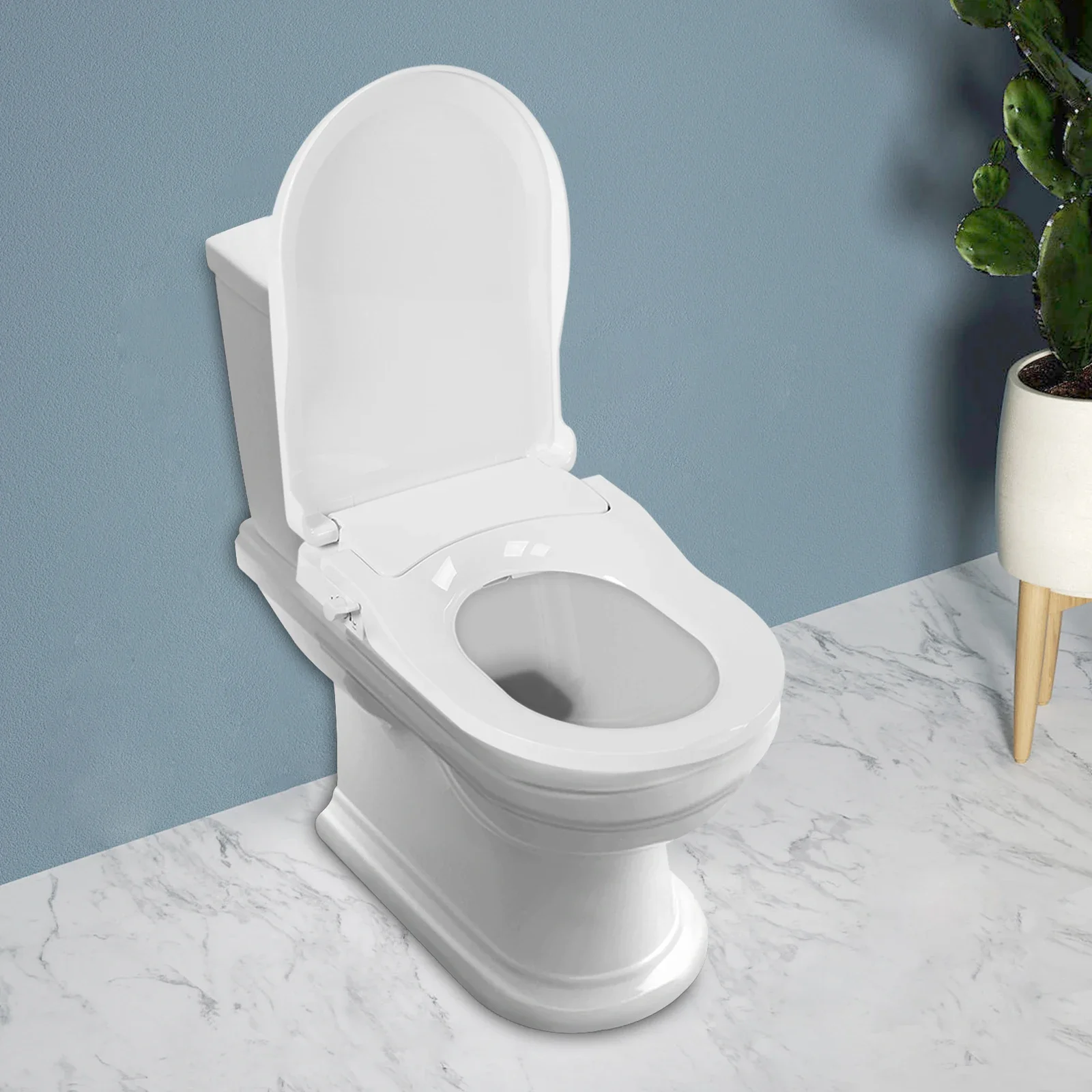 

Non-Electric D-Shape Bidet Toilet Seat, PP, with Dual Nozzle Fresh Water Spray Kit, Comfortable 3D Design