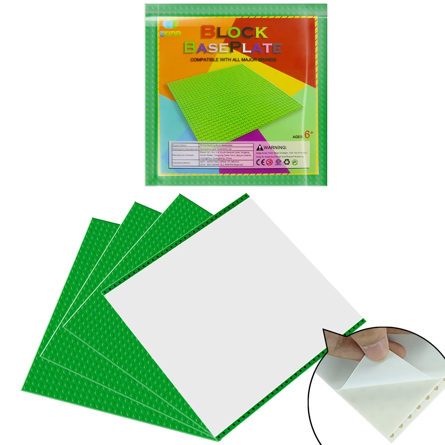 EKIND 4-pcs Self Adhesive Glue Classic Building Brick Plate 10