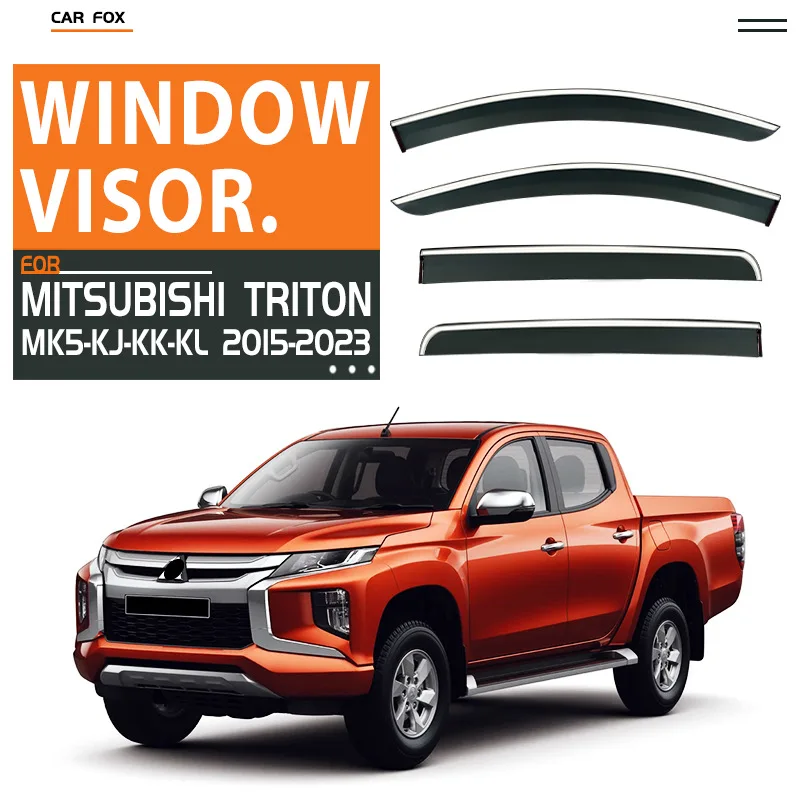 

Для Mitsubishi Triton 2006-2023: Дефлекторы окон, ветровики, навесы для боковых окон, защита от дождя и солнца, аксессуары для стайлинга автомобиля