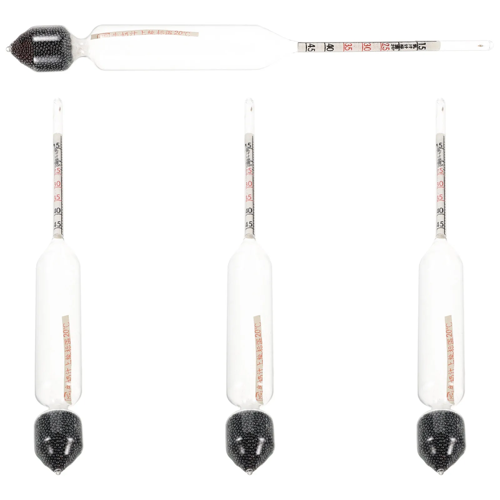 4Pcs Milk Hydrometer Set Precise Measuring Tool for Cow Goat Milk Fat Lactate Testing Laboratory Kitchen Use Hydrometer Set