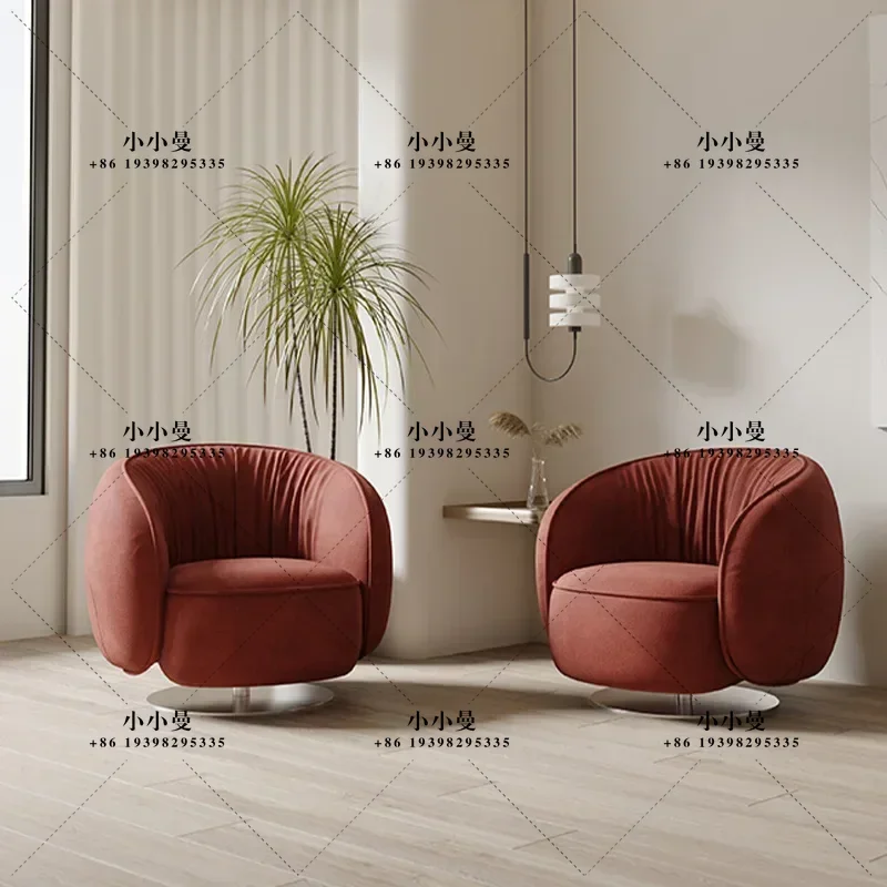 Italian light luxury flannel rotatable living room home hotel villa sofa single chair