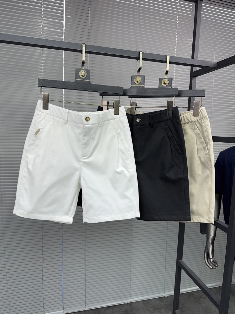 

Мужские летние повседневные брюки-шорты Pampa& Brand: дышащие, однотонные, удобные, прямого кроя, длиной до колена, в стиле Slim Fit