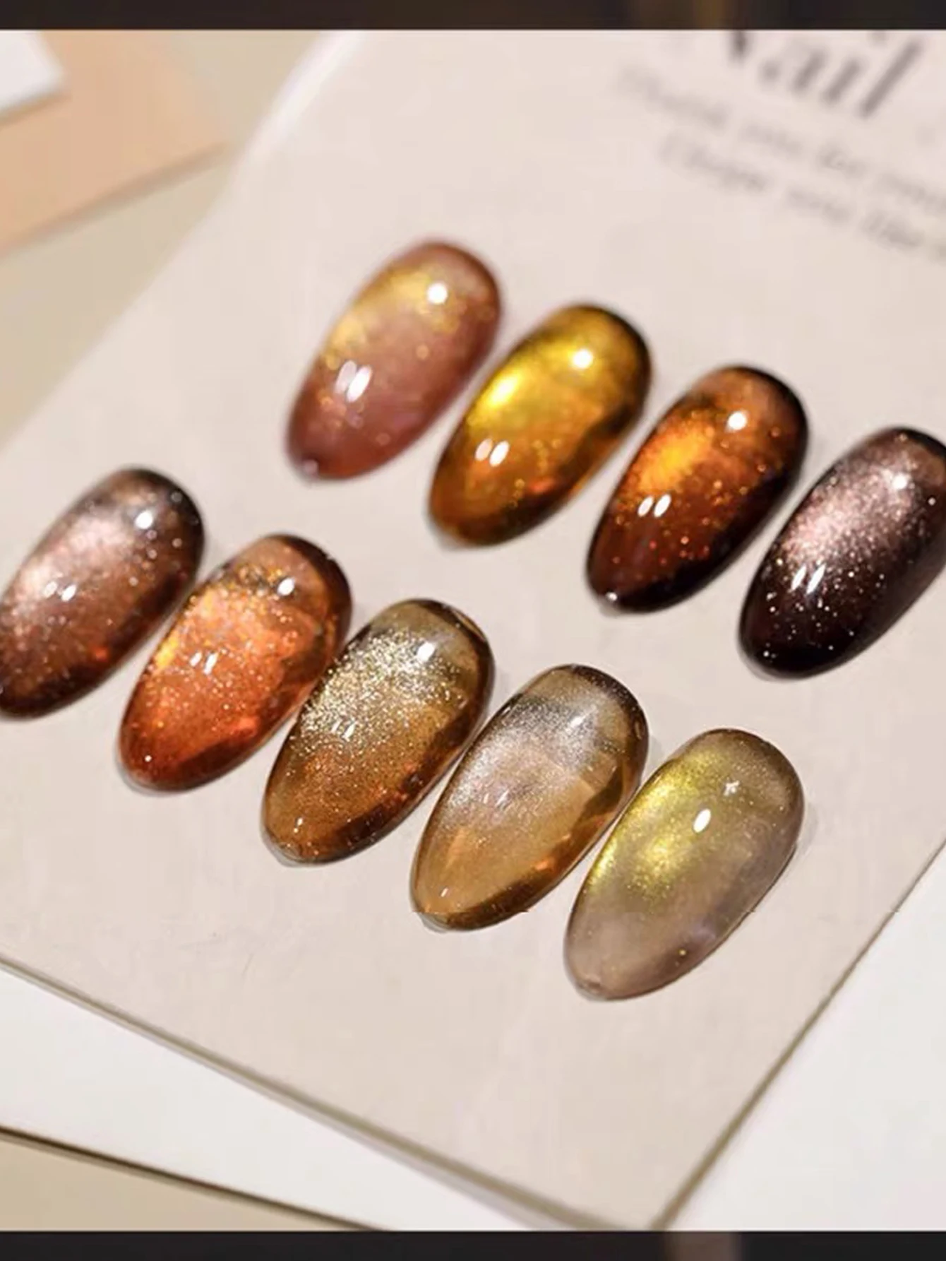 1 stks WS Nail Art Herfst/Winter Amber Goud Cat Eye Gel Nagellak Karamel Kristal Cat Eye Bruin nagelsalon Speciaal Voor Vrouwen