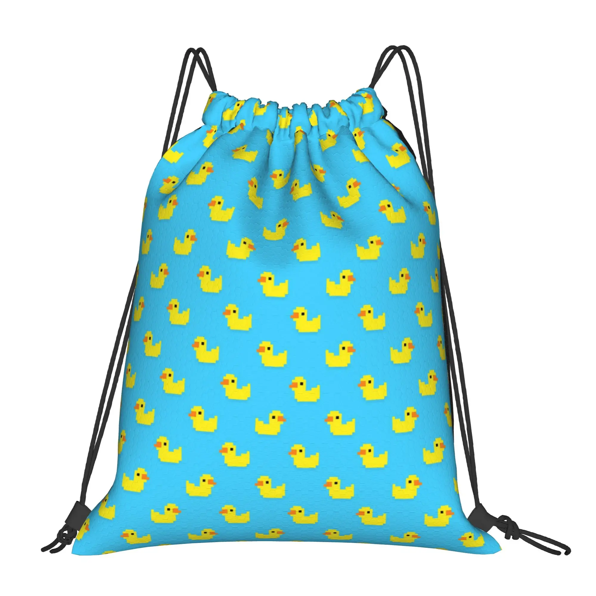 Yellow Bath Duck Backpack Drawstring Football Bags Gym Bag Water Resistant Cute String Sackpack for Exercise 36cm (W) x 43cm (H)