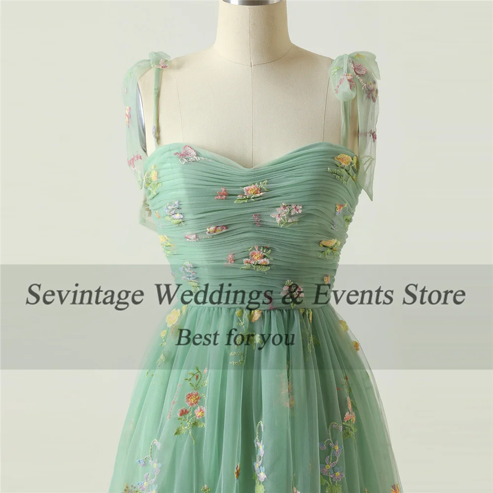 Sevintage Fairy Tulle Prom Dress Sweetheart Spaghetti Strap Ruched Floor Length Homecoming Dress vestidos de graduación 2024