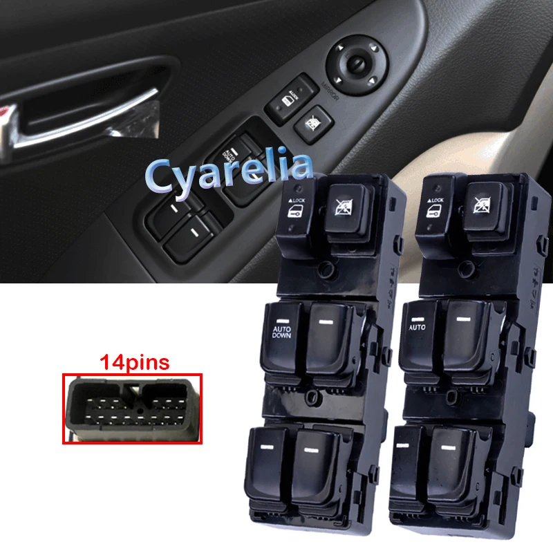 14 Pins Front Left Driver Side Master Electric Window Control Switch Window Glass Lifter Button For Hyundai Elantra HD 2007-2010