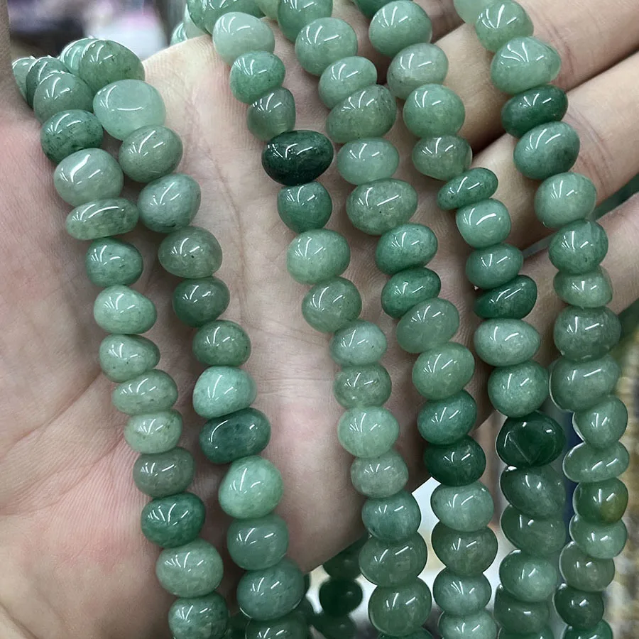 

Natural Green Dongling Jade Irregular Shape Stone Loose Bead For Jewelry Making DIY Necklace Bracelet Accessory15''6-10mm