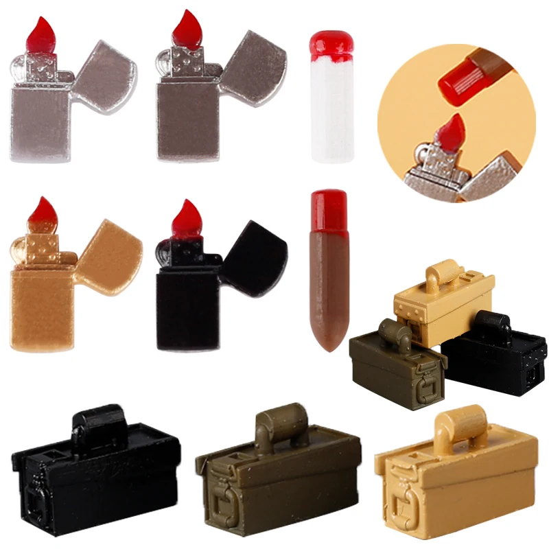 

MOC Military Ammunition Chest Weapon Accessories Building Blocks Infantry Gun Storage Box 3D Printing Cigarette Brick Toys Gifts