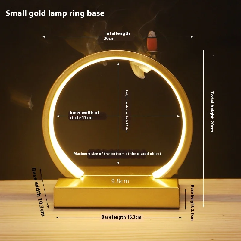 Creative Zen Swelling Ornaments Fragrance Warm Light LED Ring Lamp Lantern Circle New Chinese Backflow Incense Display Bracket