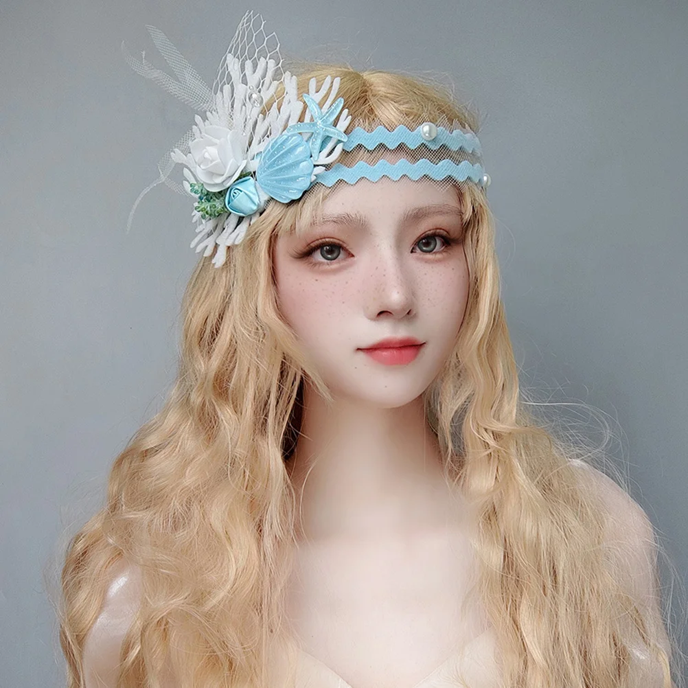 

Elegant Flower Hairband Mermaid Headband Decorative Bridesmaid Headbands For Women Beach Party Wedding Costume